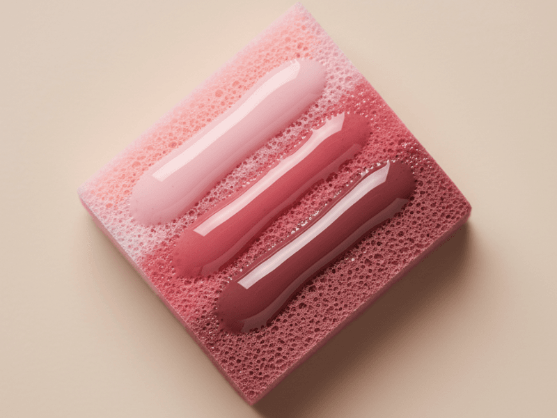 Applying gel polish stripes onto a makeup sponge for gradient nails