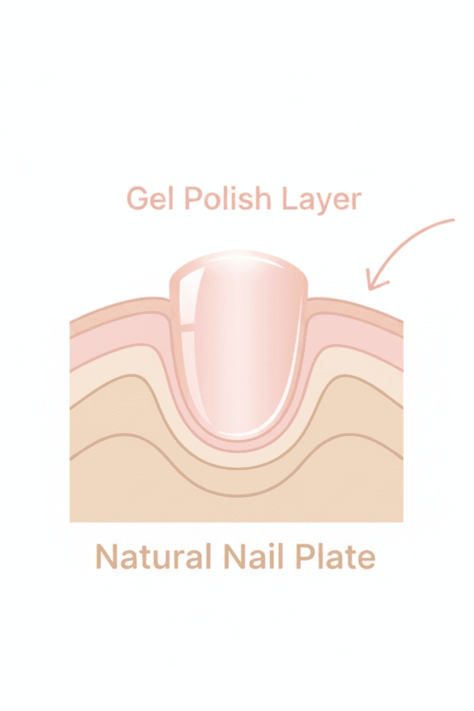 Diagram showing how gel nails affect the natural nail plate