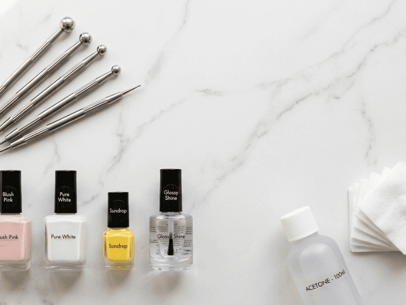 dotting tool nail art for beginners starter kit tools and polish flat lay