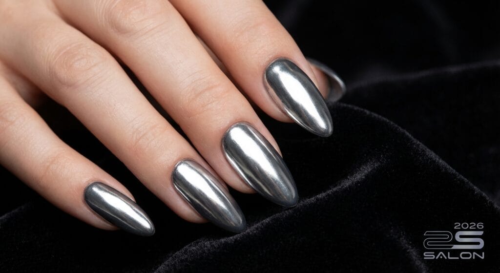 finished chrome powder nails at home stunning mirror finish 2026