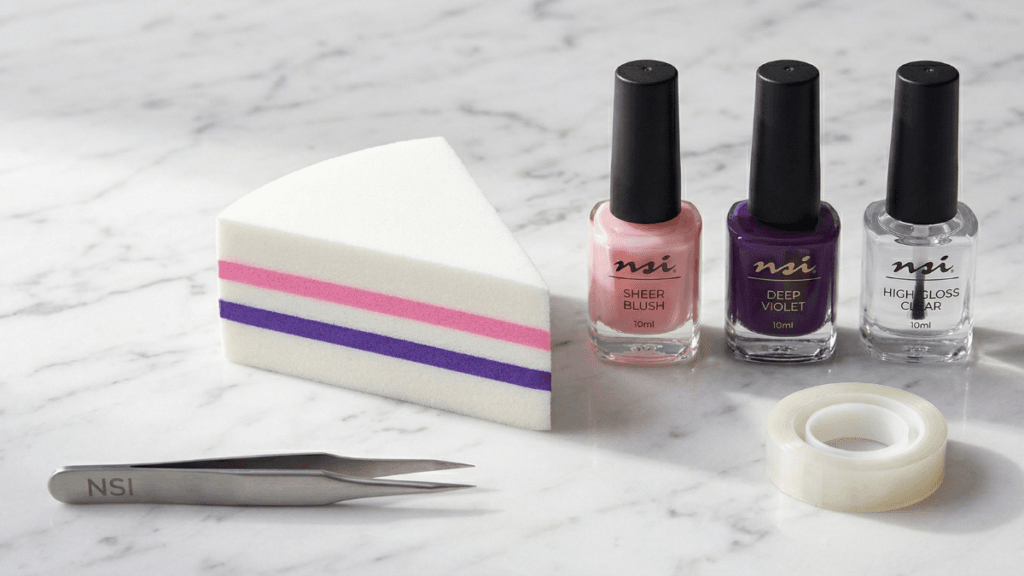 ombre nails at home with sponge starter kit tools and polish