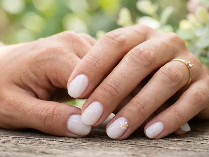micro daisy accent nail, easy spring nail art designs 2026 beginner look